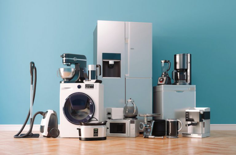 3d render of home appliances collection set
